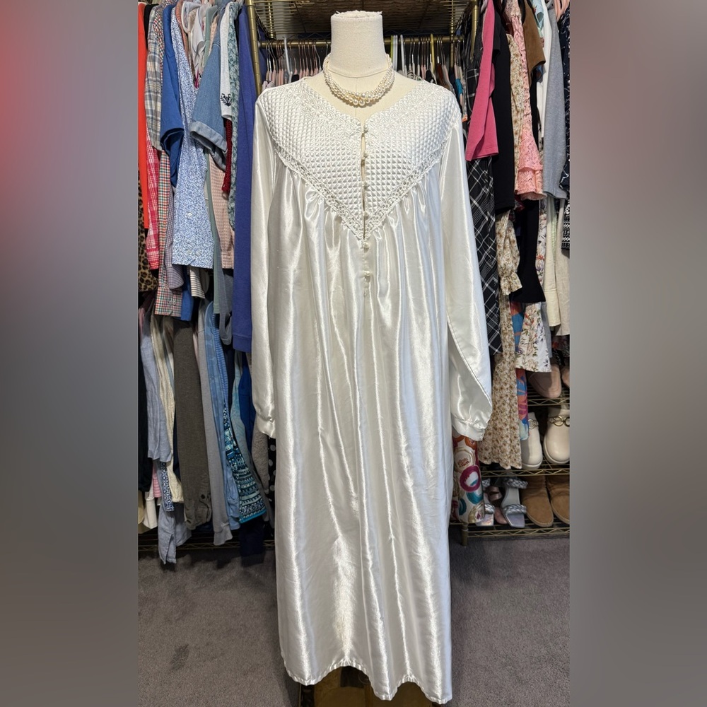 Luxurious Vintage White Satin Nightgown by Character